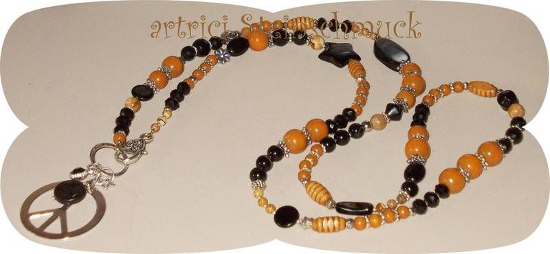 Kette Edelstein Kette Peace Onyx Jaspis Achat schwarz cognac