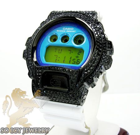 SIMULATED BLACK DIAMOND WHITE CASIO G SHOCK MENS WATCH