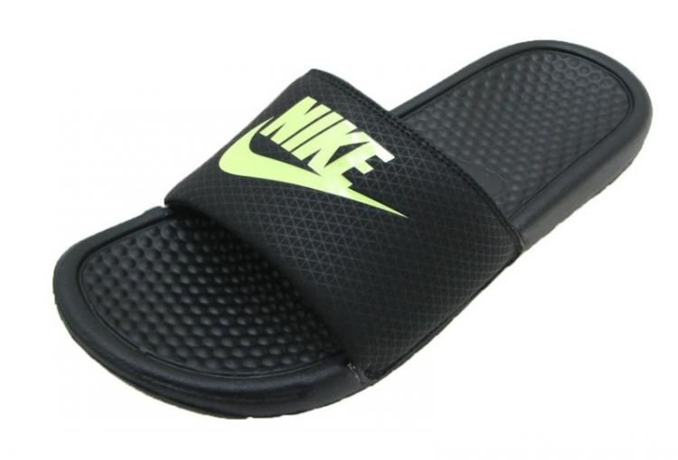 Hausschuhe Herren NIKE BENASSI schwarz gelb 343880 014