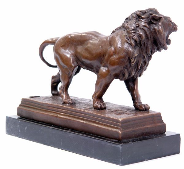 BRONZE SKULPTUR LÖWE RAUBKATZE BRONZEFIGUR LION LÖWENFIGUR SCULPTURE