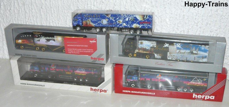 5x Herpa LKW 187 / Weihnachten 2001+2002+ Megalith+Galaxy OVP, 1x PC