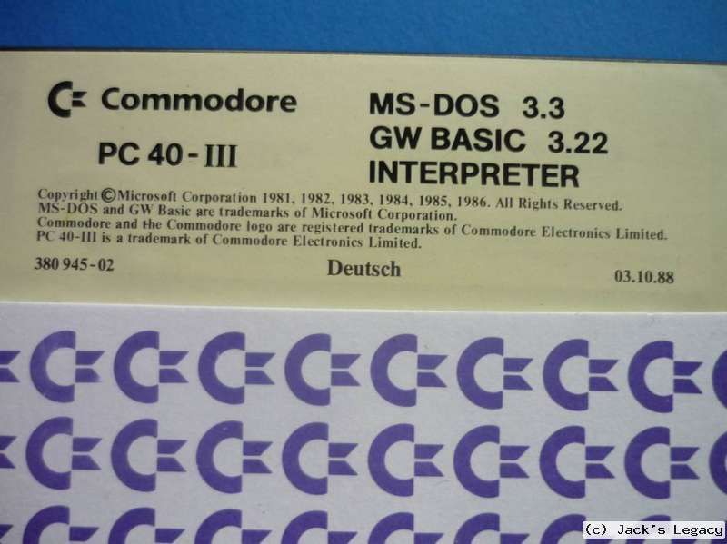 Commodore PC Series PC40 III MS DOS/GW BASIC/INTERP