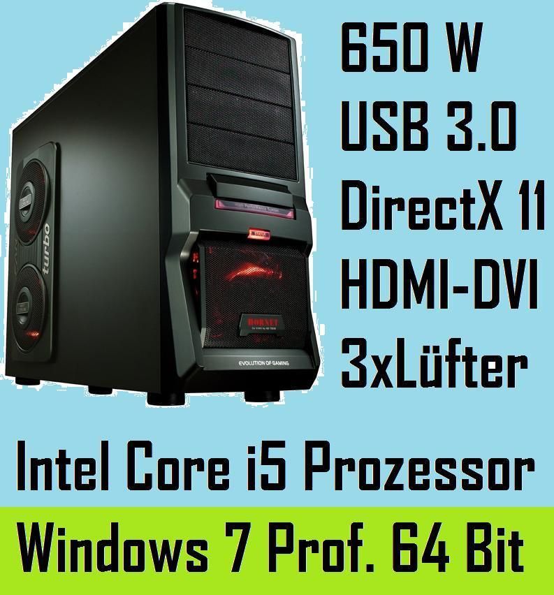 GAMER PC Intel i5 2500 4x3,3GHz 8GB GTX550 1000GB 650W WINDOWS7 Prof