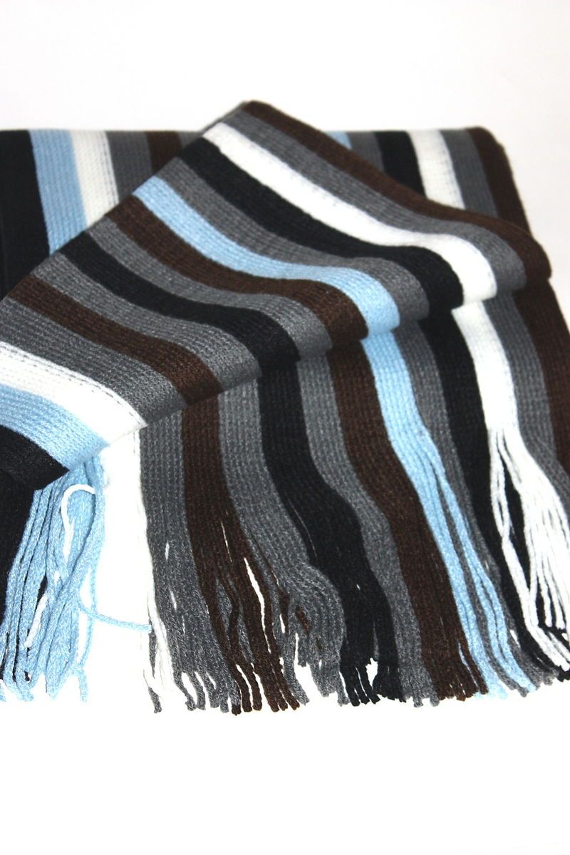 Winter Strickschal Schal STREIFEN Braun  Blau  Schwarz / H 572