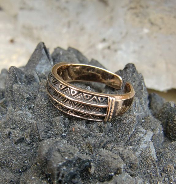 toll Wikinger Ring Bronze Germanen Mittelalter verstellbar Gr.19 21