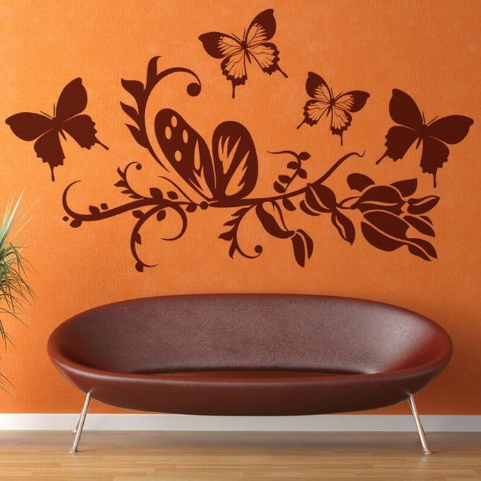 WT041 Wandtattoo Wandaufkleber Wandstiker Schmetterling Floral Design