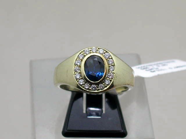 *SEHR MASSIVER SAFIR BRILLANT DESIGN RING IN 585/000 GELBGOLD