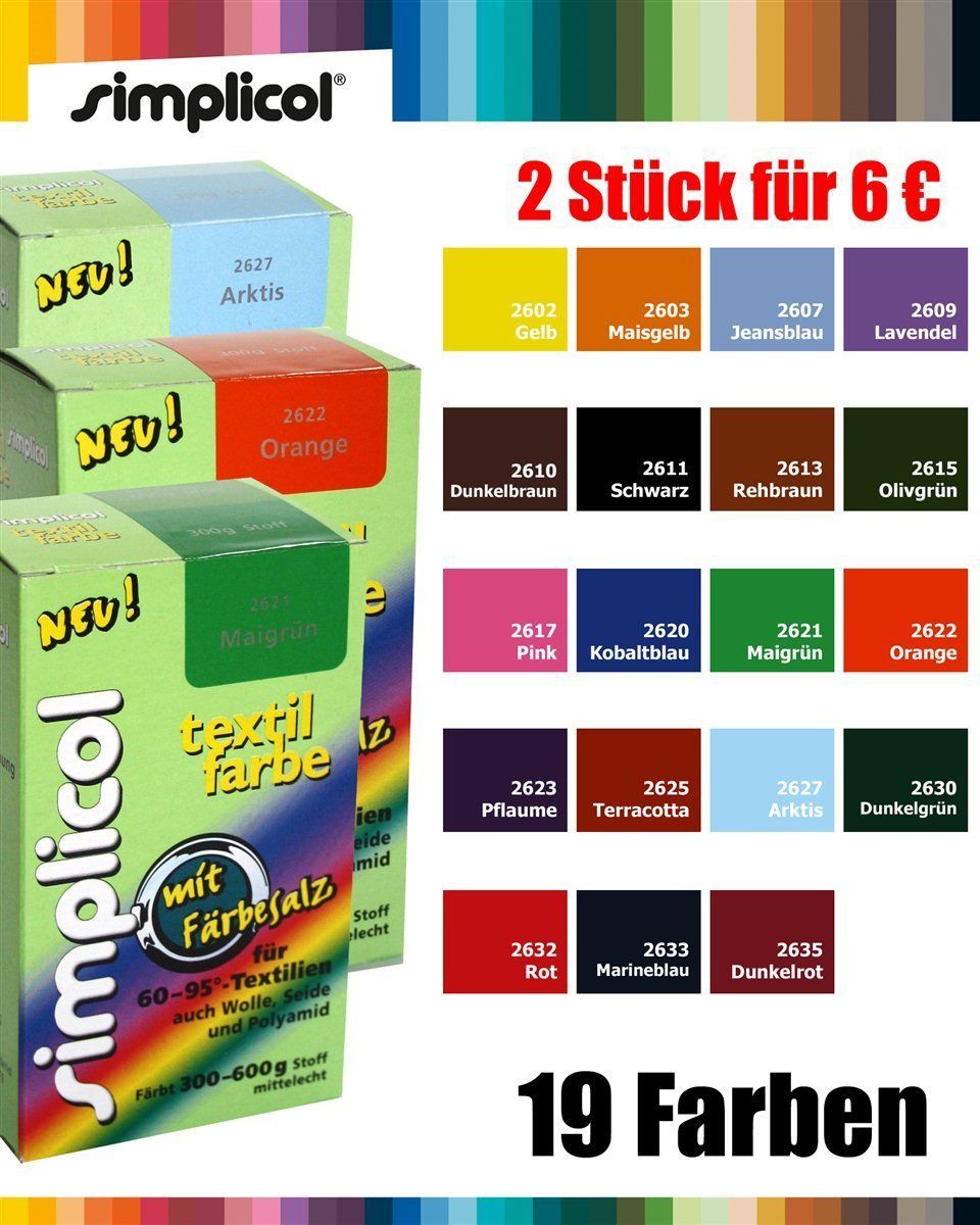 150g Simplicol Textilfarbe mit Färbesalz (100g=2,00€)