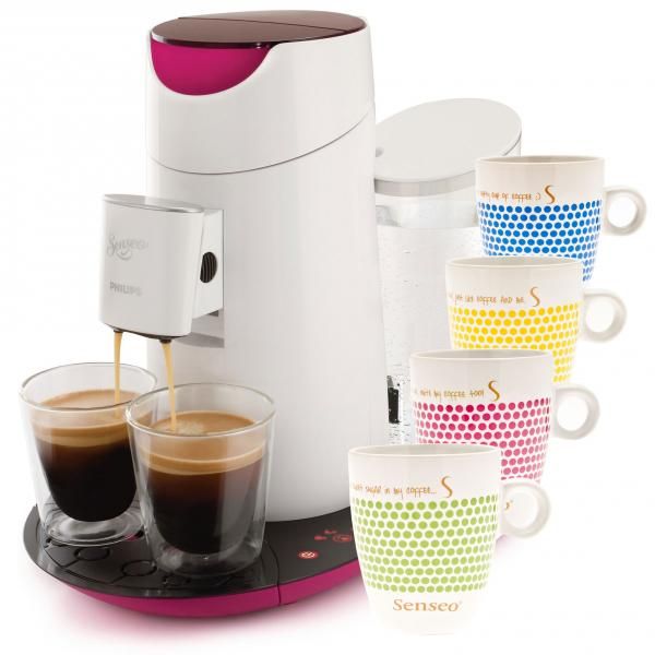 Philips Senseo Twist HD7870/20 Kaffeepadmaschine, Fuchsie/Weiß + 4