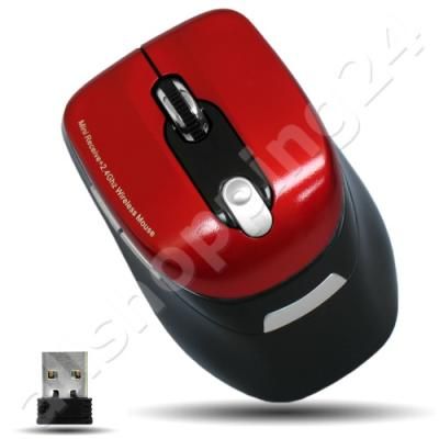 GHz Wireless MAUS Funk Mouse NANO USB 1600dpi  Rot