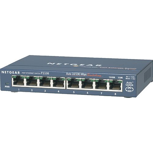 NETGEAR ProSafe FS108 10/100 Mbit/s Desktop Switch 8 Port Ethernet NEU