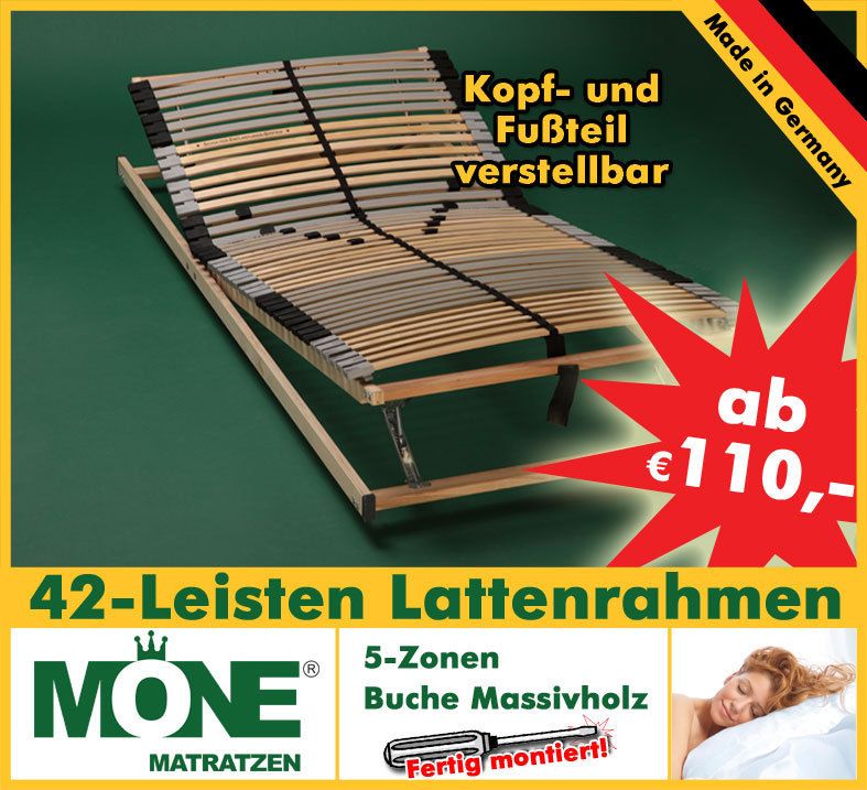 42 Leisten Lattenrahmen 80x200 90x200 100x200 140x200/ Kopf/Fussteil