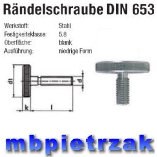 Rändelschraube M4x20 Stahl DIN 653 niedrige Form (2428)