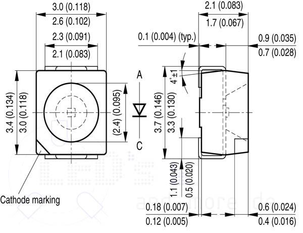 25 x Ultrahelle Osram SMD LED Weiß 3528 PLCC2 210 mcd