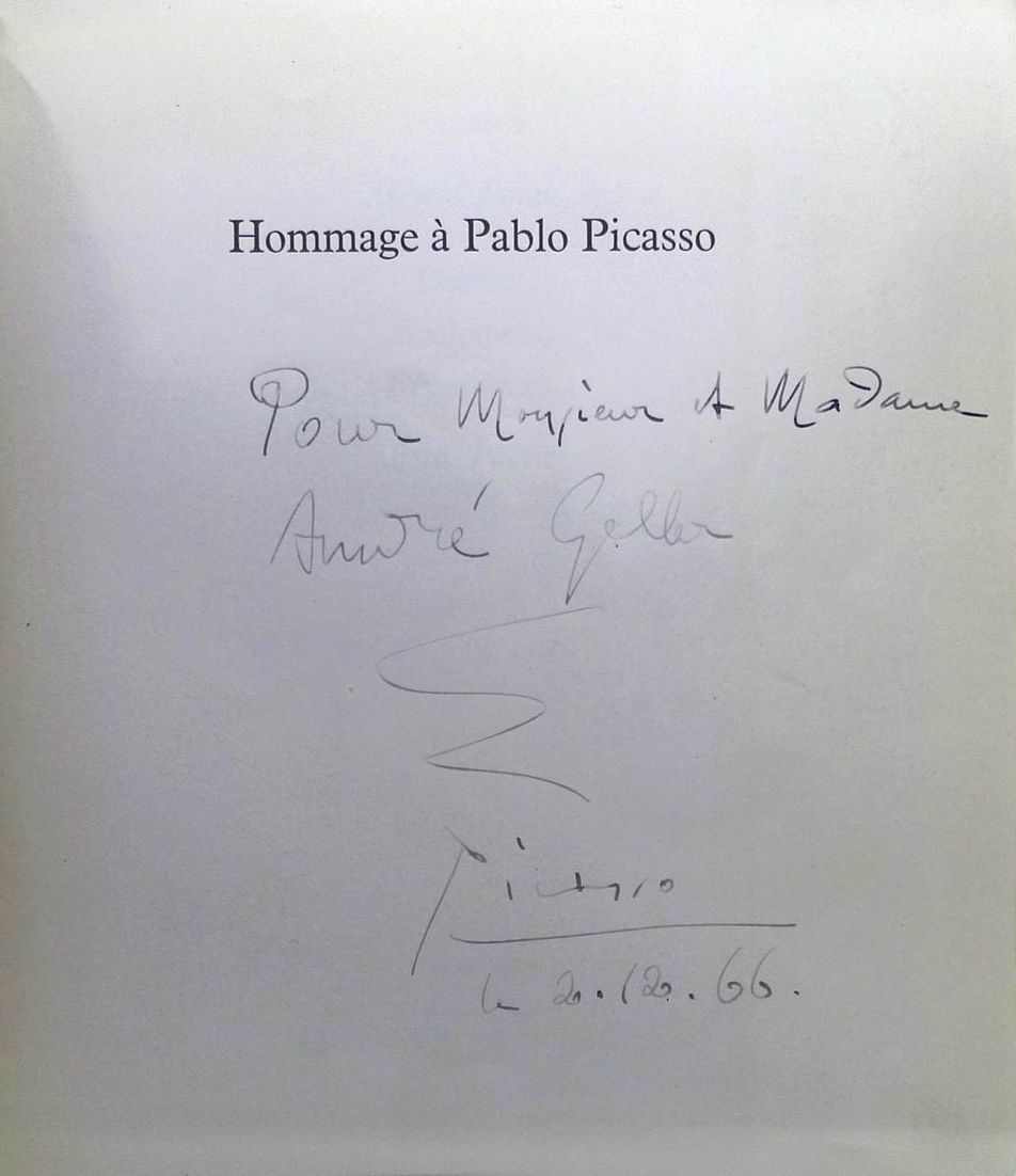 Pablo Picasso   Ganzseitige Widmung, signiert. 1966, Autograph, signed