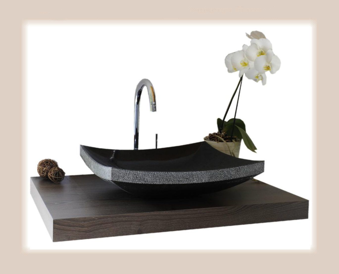 Waschbecken aus Marmor, Granit, Model Dublin, schwarz, G684