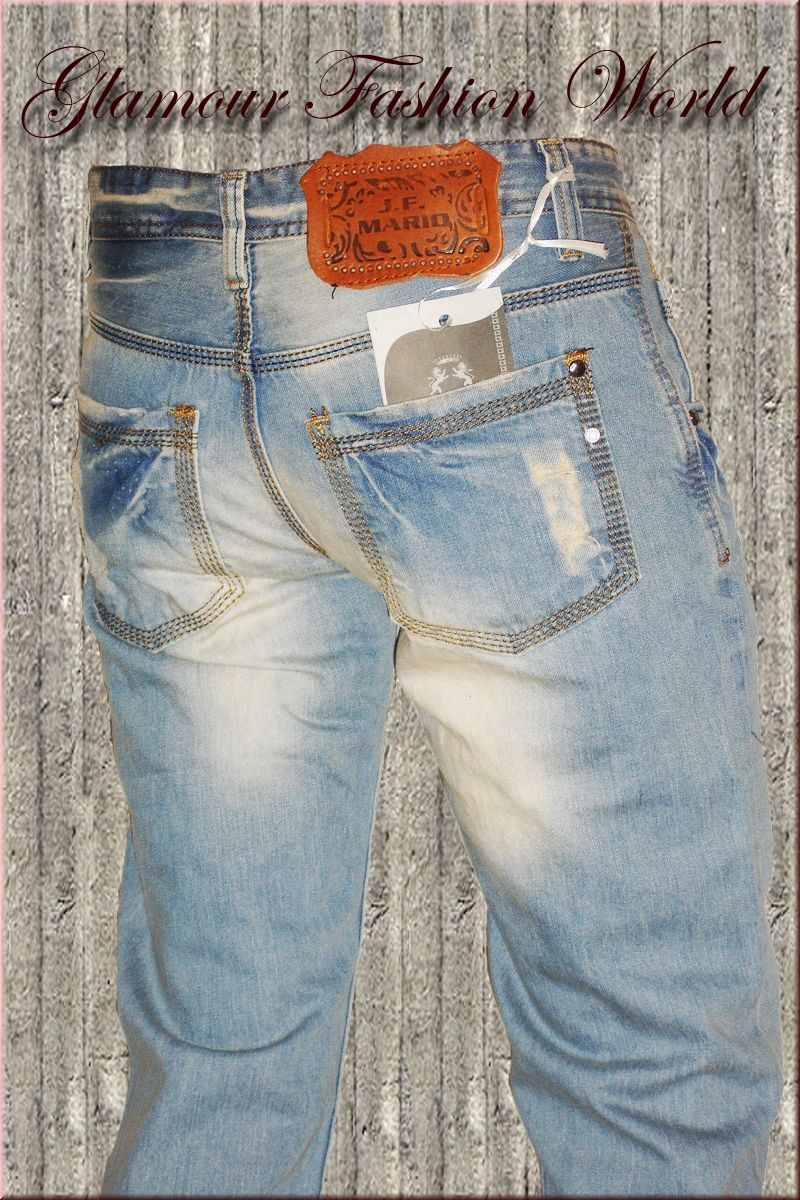 HoT Style Destroyed Männer Jeans in Wash Optik Hellblau