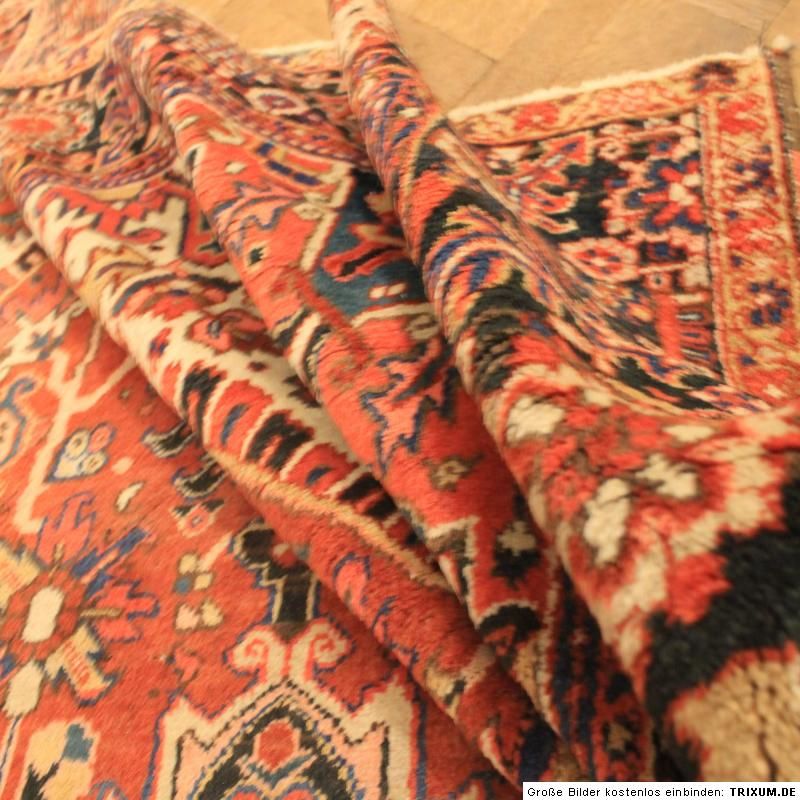 Antik Alter Handgeknüpfter Perser Teppich Heriz Iran Carpet Tappeto