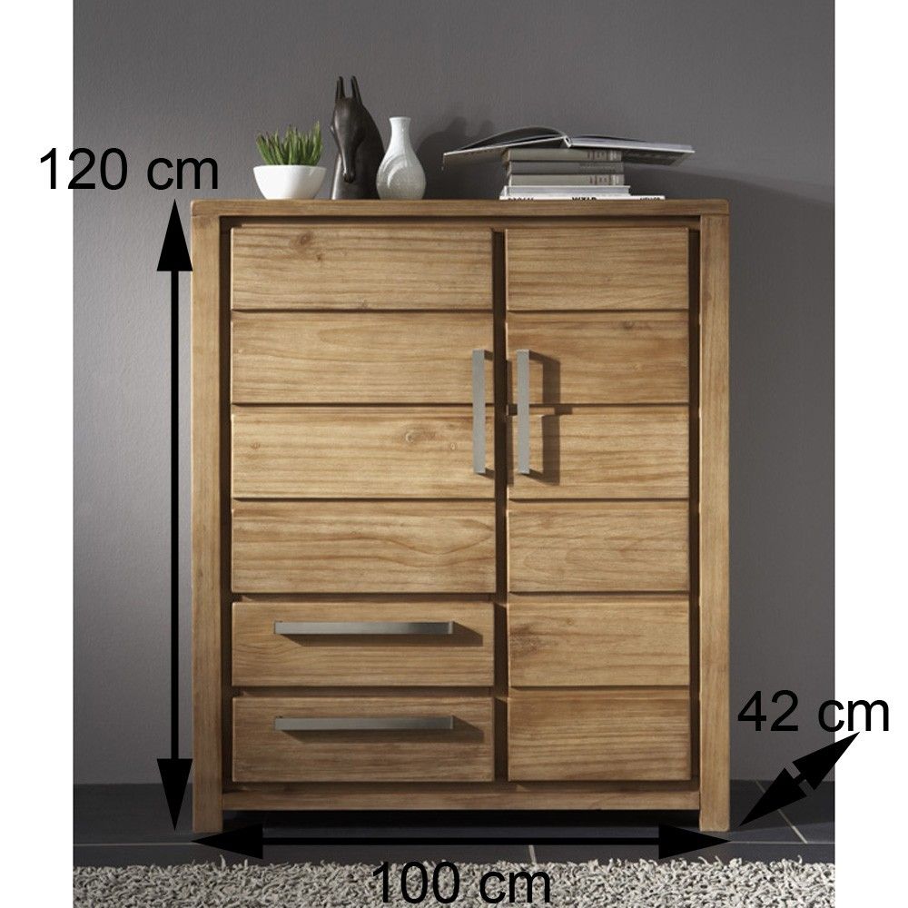 SIT Brotschrank Lava Pinie Massiv Kommode Highboard Schrank Sideboard