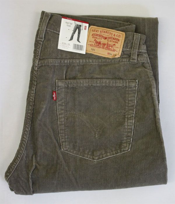 Levis 751.84.15 Cord Jeans Hose grau/braun Gr.36/36 Gr.34/36