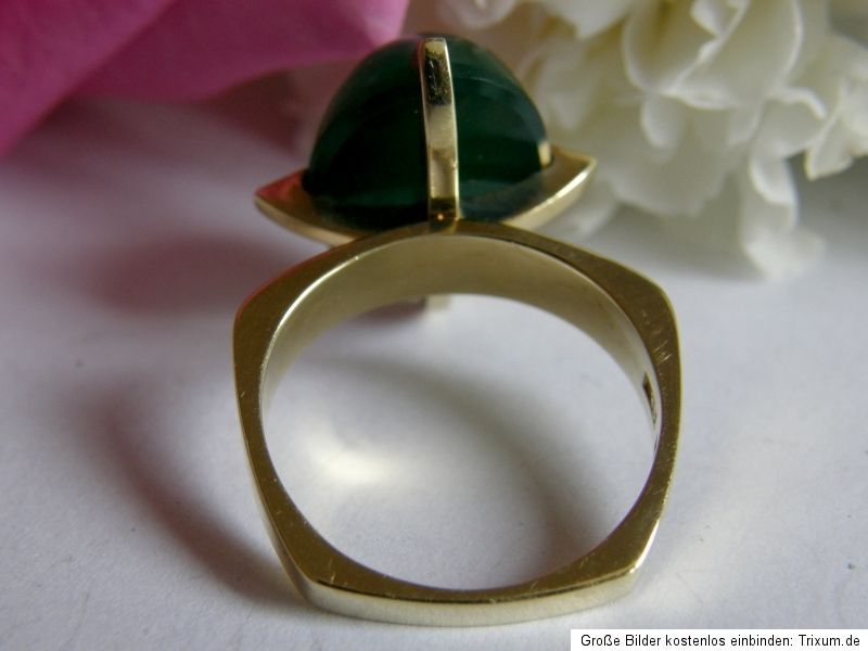 Designer Ring 585°Gold massiv 7,3 g echter Chrysopras Gr.54 edel