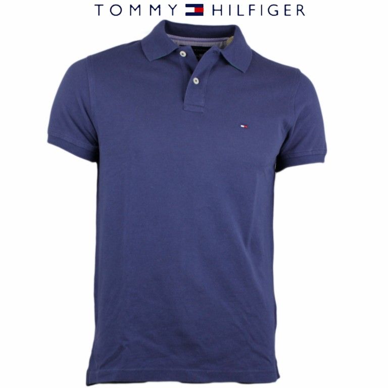 Tommy Hilfiger Polo Shirt uni indigo blau NEU Gr. S XL XXL Poloshirt