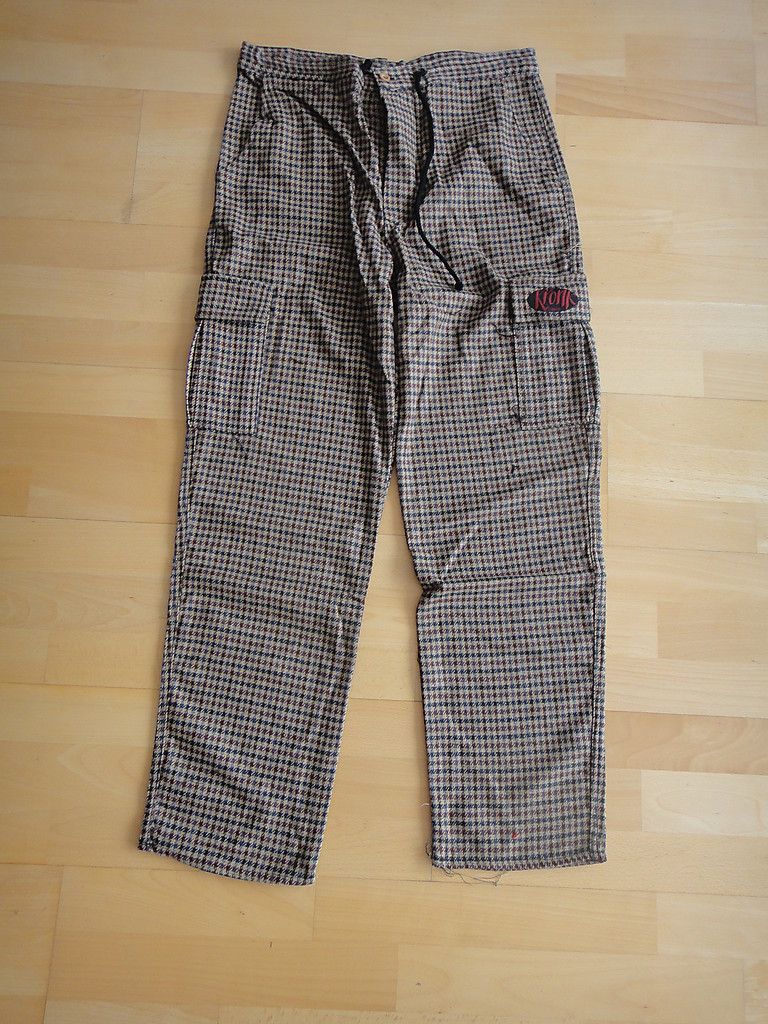 mJ_08809 Herren Hose Kronk Tweed Gr. 2 braun kariert, Knöpfe