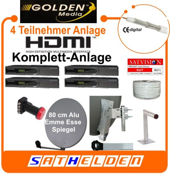 Teilnehmer HDMI Sat Anlage Golden Media 775 CR komple