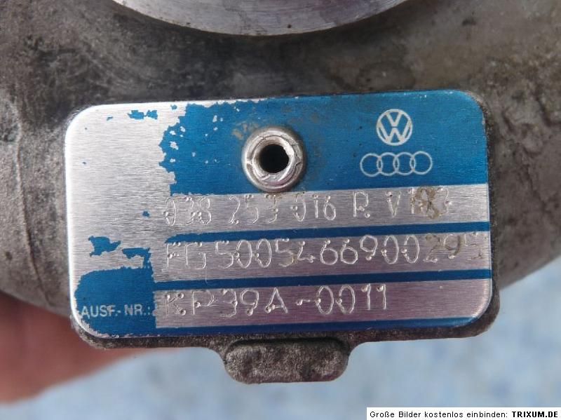 VW Audi Seat Skoda 1,9 TDI PD AVQ BKC BJB BXE BRU BLS BXF TURBOLADER