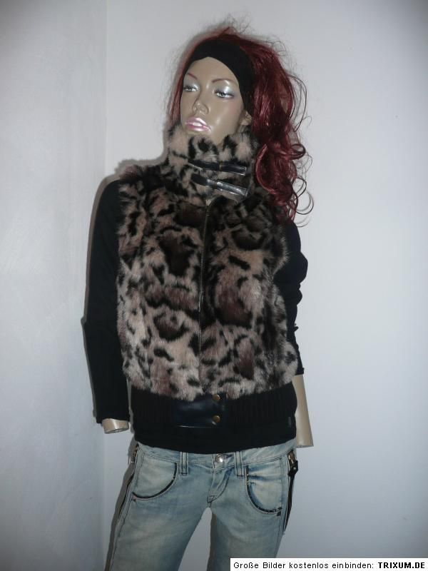 GIPSY by Mauritius FELLWESTE FAKE FUR LEOPRINT ÄRMELLOSE JACKE