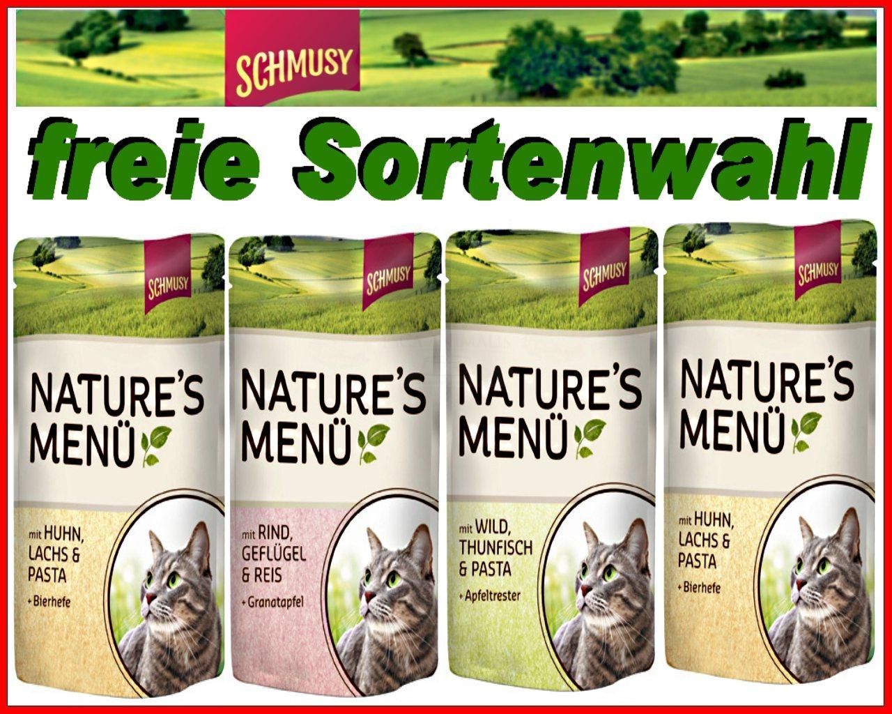 40EUR/kg)Schmusy Stehbeutel Natures Menü naturnah Katzenfutter