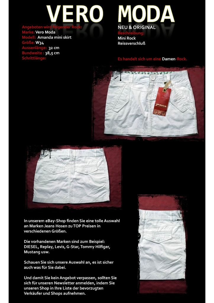 Vero Moda Amanda mini skirt Minirock W 34 Damen Rock jeans 822