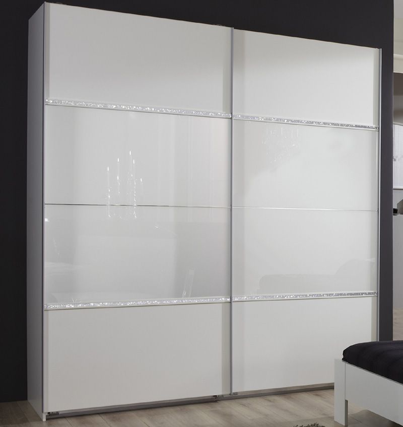 NEU* Schlafzimmer komplett weiss   Strasskristall Kleiderschrank 160cm