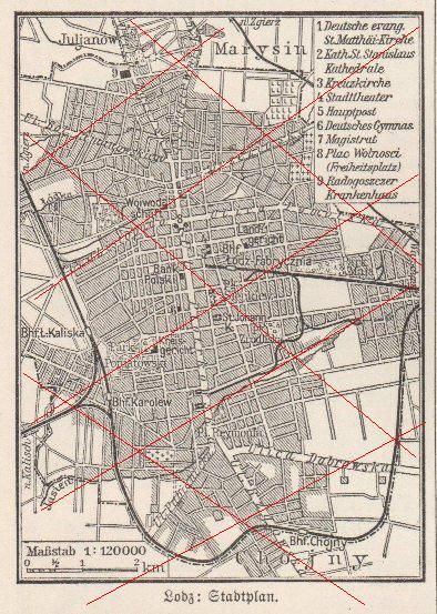 Stadtplan, Lodz   Lodsch   Litzmannstadt, 20er Jahre