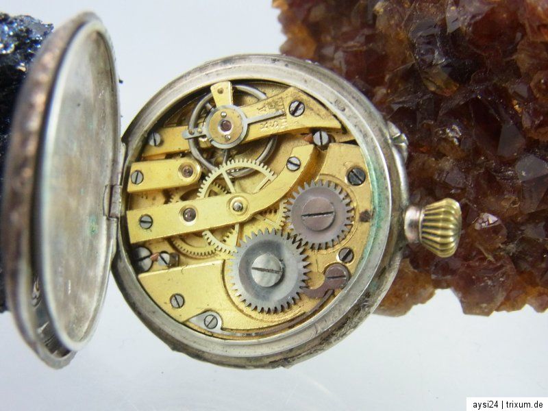 ALTE TASCHENUHR WUNDERSCHÖNE VERZIERUNG 800 eR SILBER