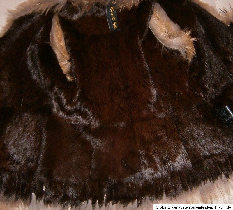 DESIGNER PELZWESTE LEDER MIT ECHTPELZ   FUCHS   /KANIN Gr.38