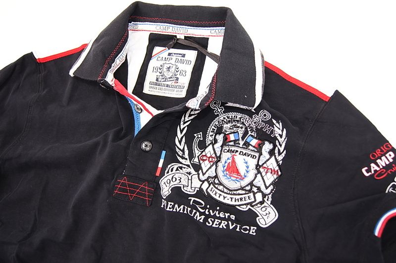 Camp David Polo Herren Kurzarm Trophy Cote d Azur Riviera Schwarz Gr