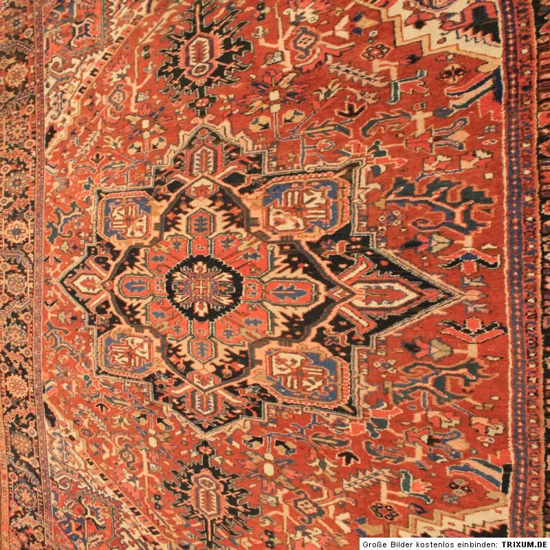 Antik Alter Handgeknüpfter Perser Teppich Heriz Iran Carpet Tappeto