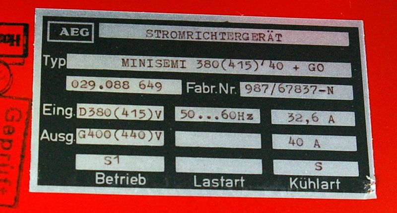 AEG Stromrichter Minisemi 380V/40A Rechnung ausg. MWSt.