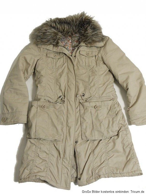 TREDY Winter Jacke ° Parka beige mit Fellkragen °NEuw.° GE124