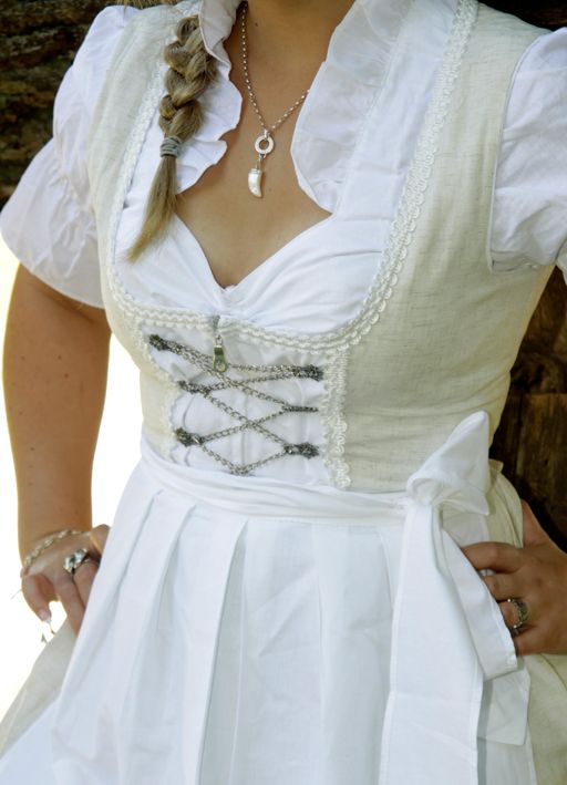 Midi Dirndl Trachtenkleid Leinendirndl BT12741