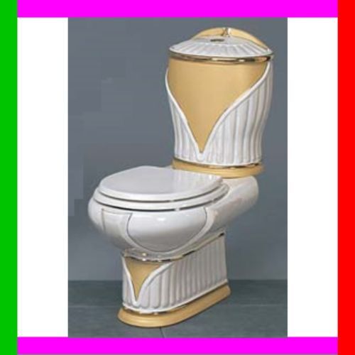 TOILETTE WC+SITZ+SPüLKASTEN BAD ANTIK ALT BAROCK GOLD