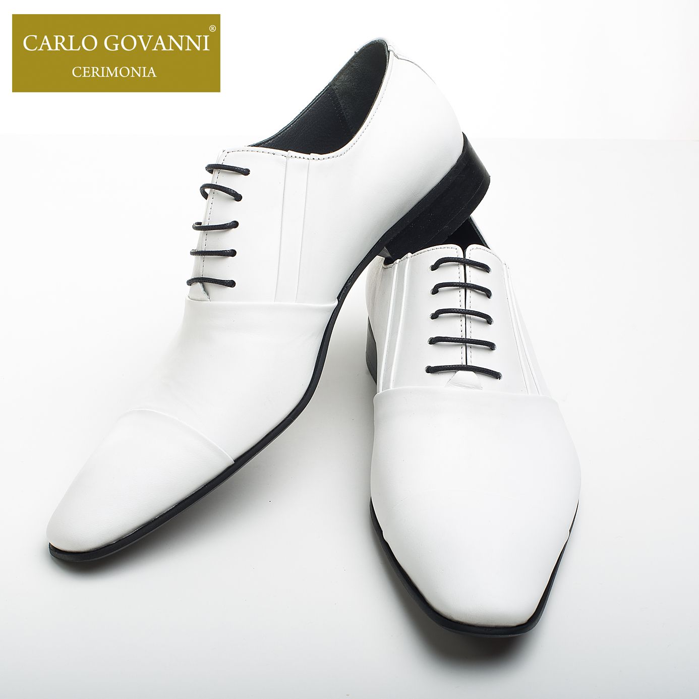 Carlo Govanni® Herren Schnürer Gr. 41 Weiss Handgearbeitet echtes