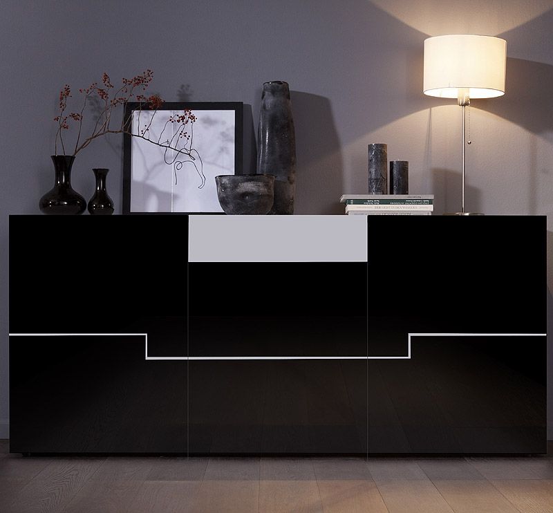 NEU* Stylisches Sideboard in Hochglanz schwarz   weiß Kommode