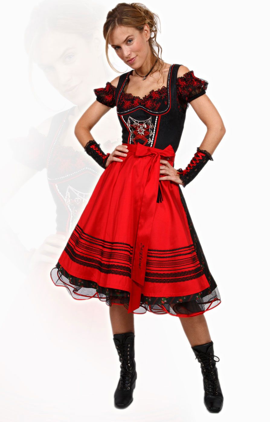 ZTWX5 Mididirndl 5tlg. Z350 rot Wiesndirndl, 44 A***