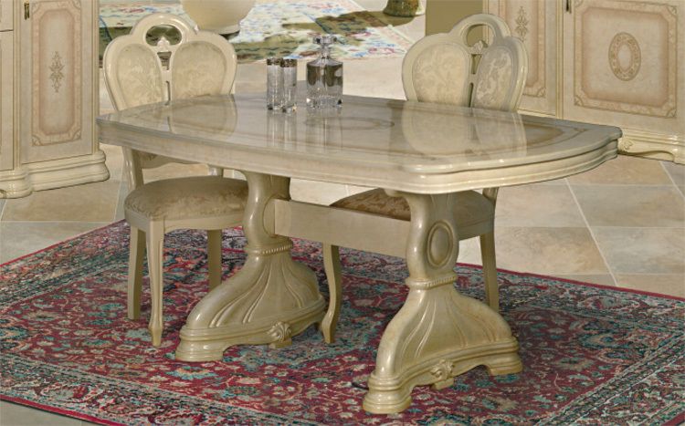 Esstisch ausziehbar Beige Ivory Hochglanz Klassische Italienische