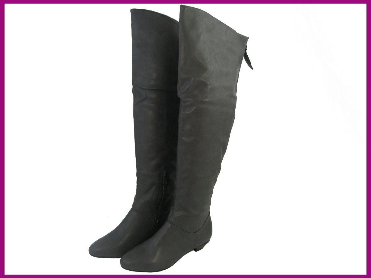 Overknee Stiefel Überknie Boots grau Overkneestiefel Schaftstiefel