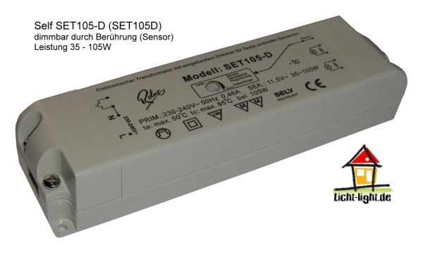 Self SET105 D (SET105D) Halogen Trafo 12V 105W mit Dimmer, Dimable by