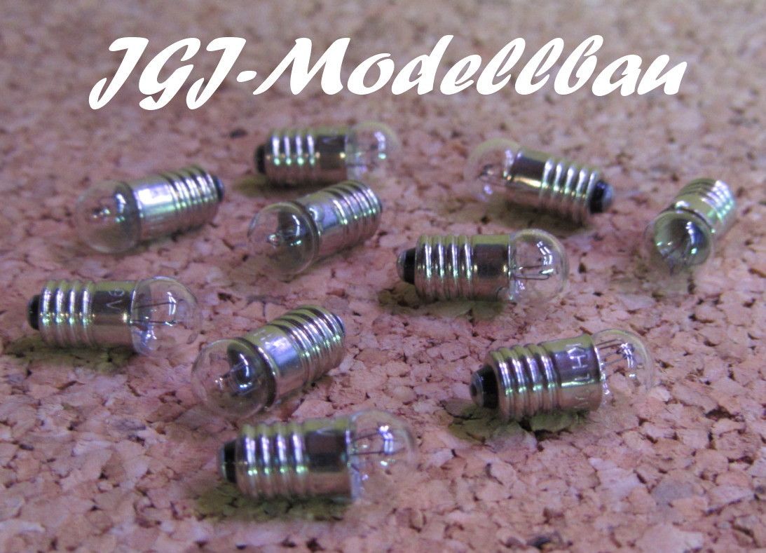 10x Glühlämpchen 19 Volt, Fassung E 5,5, Kugel 6mm