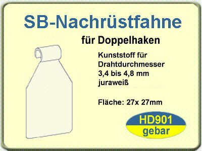 HD901= 250x Nachrüstfahne 27x27mm für SB Haken Tego/0,5